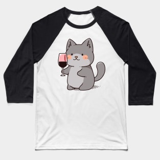 Cat Wine Lover 2 Baseball T-Shirt